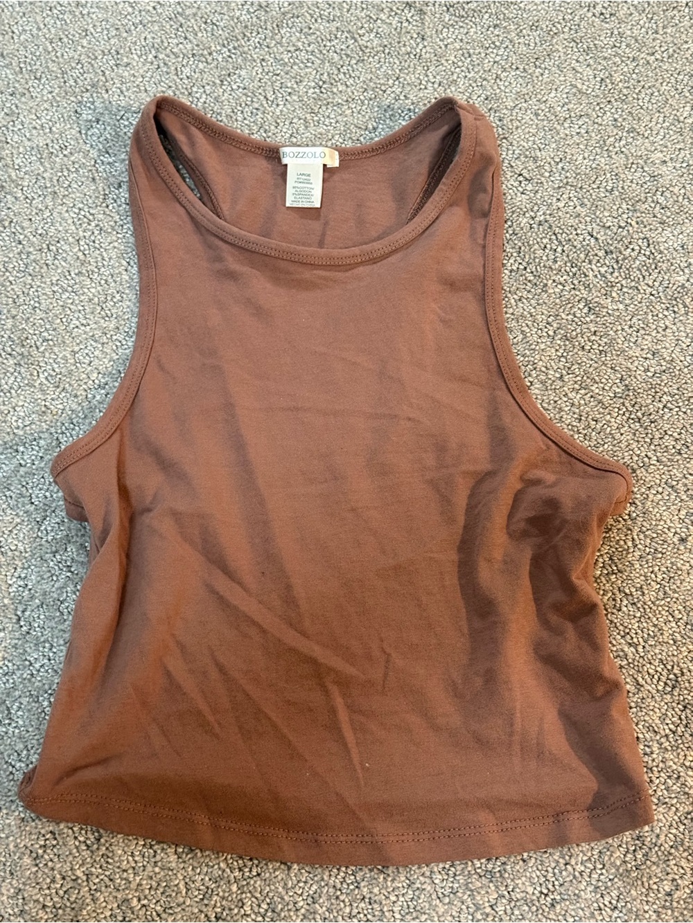 Bozzolo Women's Brown Ribbed Tank Top